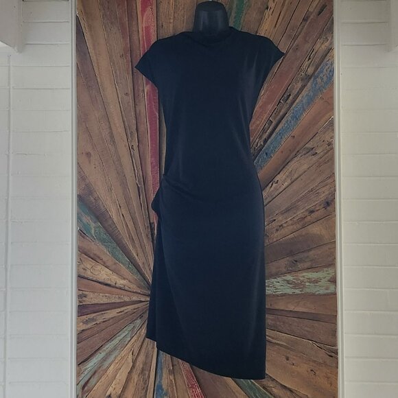 By Malene Birger Dresses & Skirts - By Malene Birger side drape/ruching hi-lo black t-shirt Dress Sz M